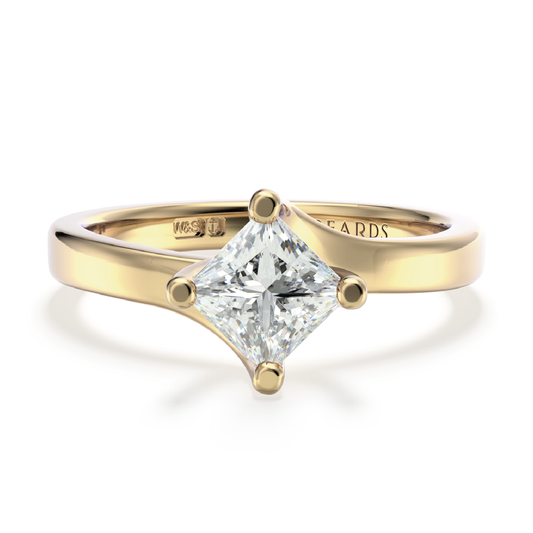 Classic Twist Solitaire Princess Cut Yellow Gold