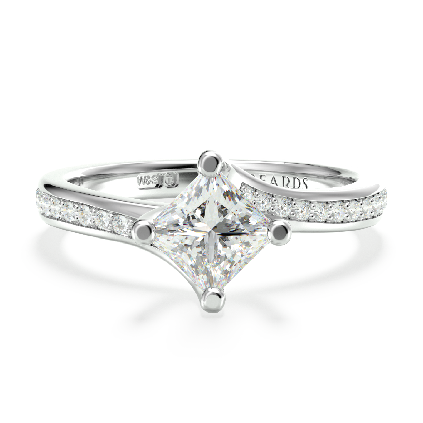Classic Twist Solitaire Princess Cut Pavé Platinum