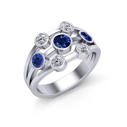 Beards Galaxy Diamond & Sapphire Ring GLX103-18KWG SAPP MAXI