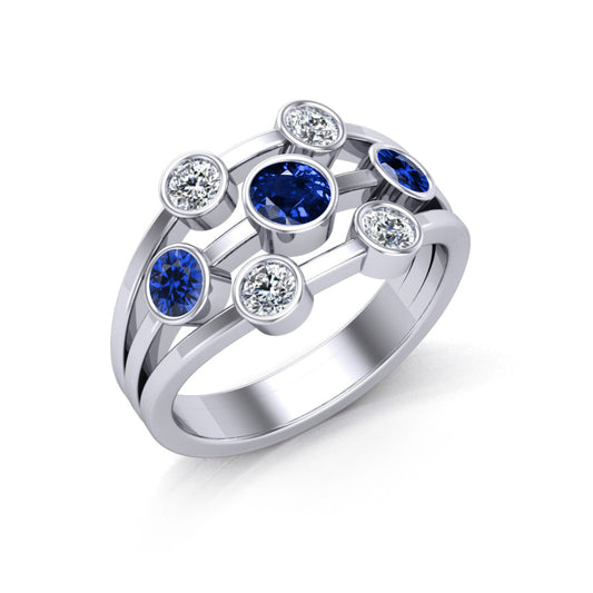Beards Galaxy Diamond & Sapphire Ring GLX103-18KWG SAPP MAXI