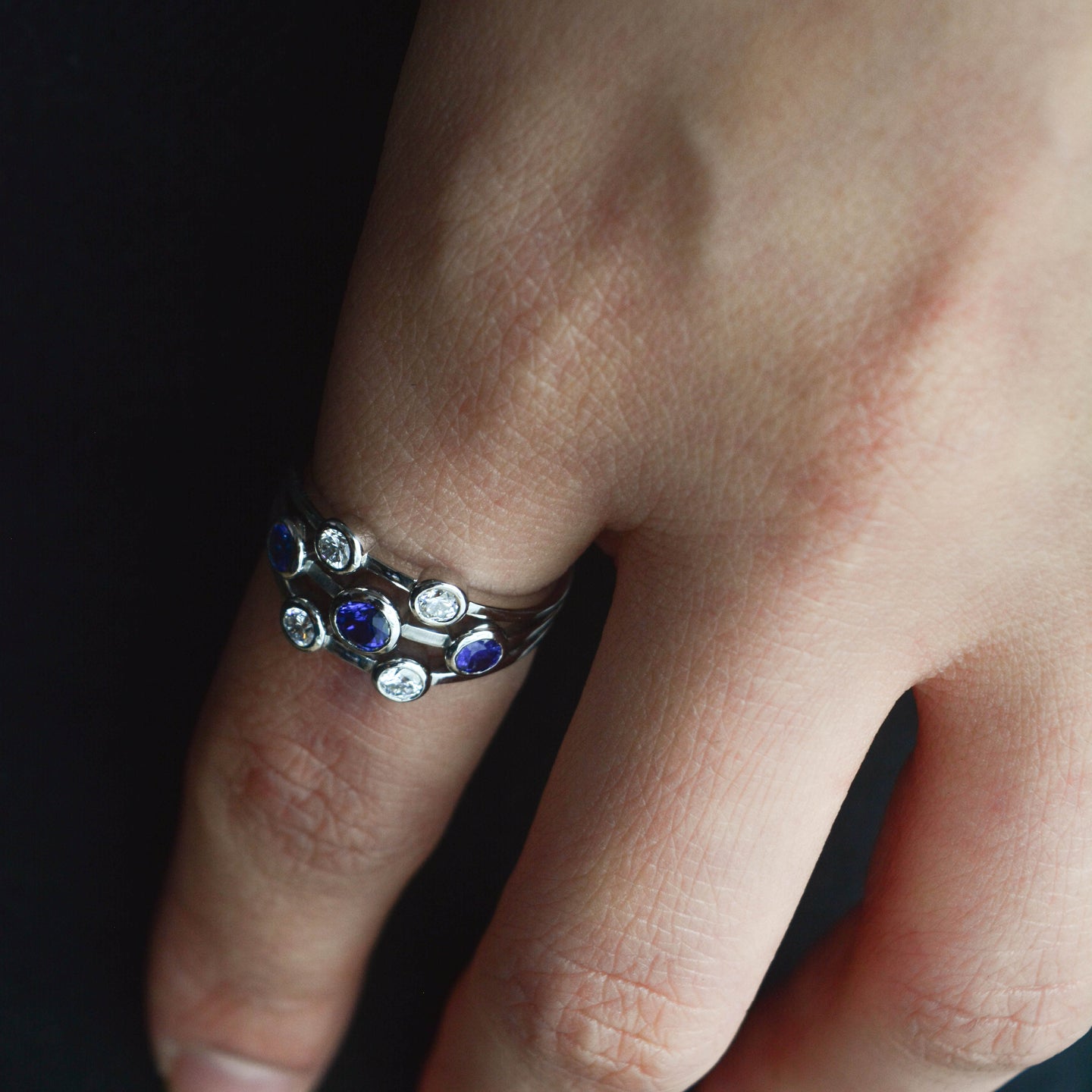 Beards Galaxy Diamond & Sapphire Ring GLX103-18KWG SAPP MAXI