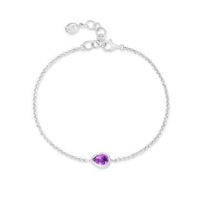 DOWER & HALL Amethyst Pear Chain Bracelet HHB80-S-AME