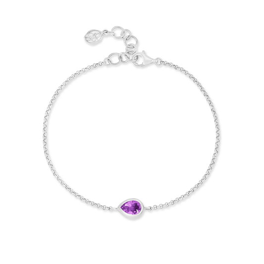 DOWER & HALL Amethyst Pear Chain Bracelet HHB80-S-AME