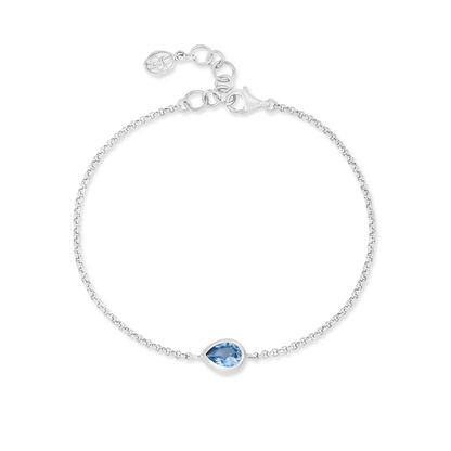 DOWER & HALL Blue Topaz Pear Chain Bracelet HHB80-S-BT