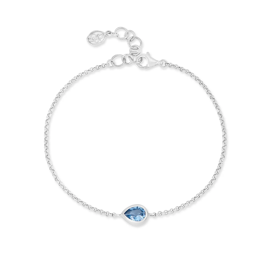 DOWER & HALL Blue Topaz Pear Chain Bracelet HHB80-S-BT