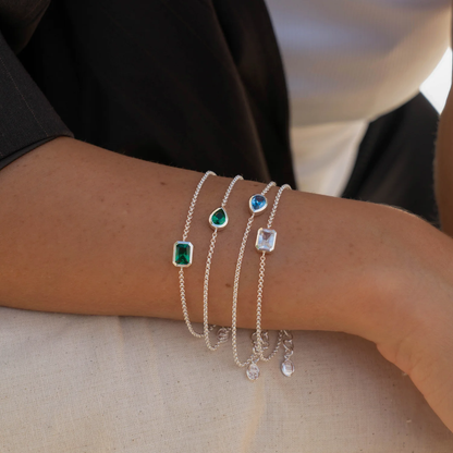 DOWER & HALL Blue Topaz Pear Chain Bracelet HHB80-S-BT