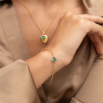 Dower & Hall Green Garnet Pear Chain Bracelet HHB80-V-GG
