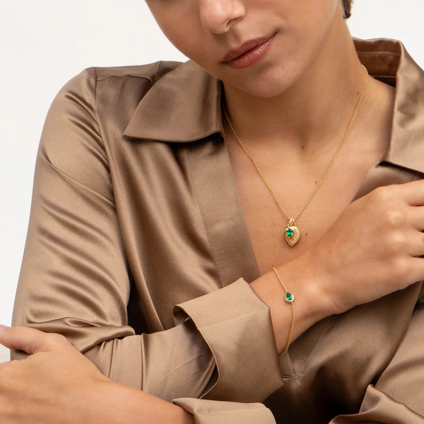 Dower & Hall Green Garnet Pear Chain Bracelet HHB80-V-GG