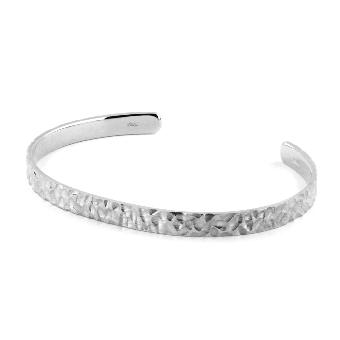 Beards Hand-Hammered 18k White Gold Bangle