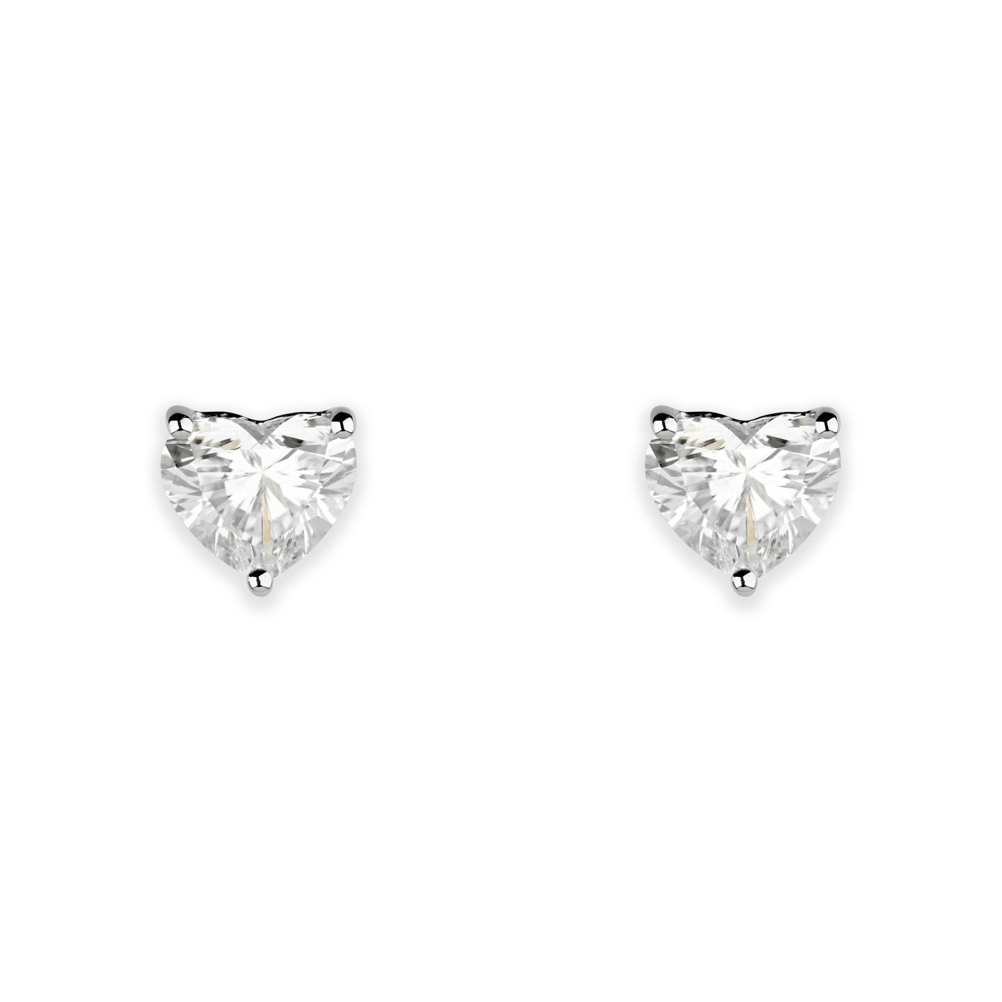 Beards 18k White Gold Lab-Grown Heart Diamond Earstuds