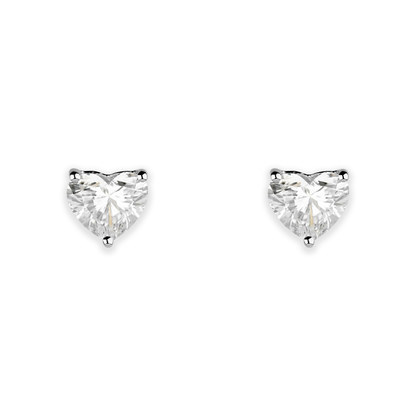 Beards 18k White Gold Lab-Grown Heart Diamond Earstuds