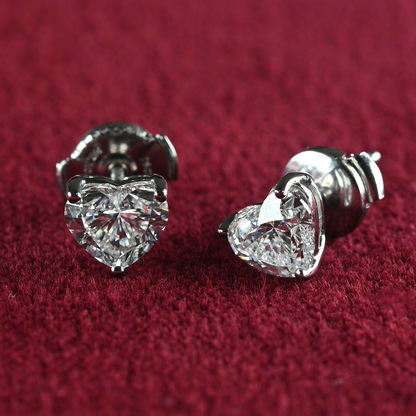 Beards 18k White Gold Lab-Grown Heart Diamond Earstuds