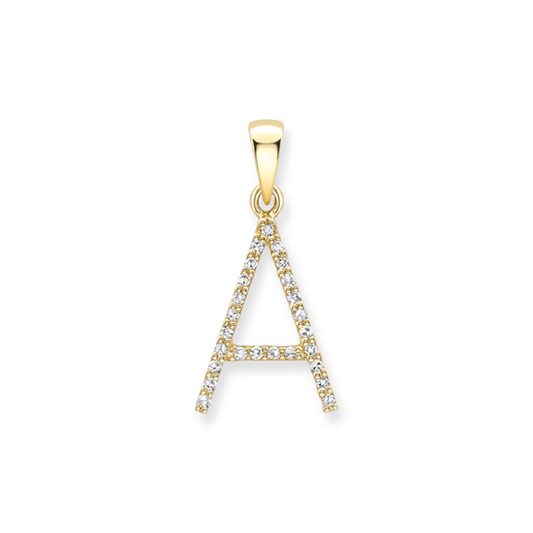 Beards Diamond Initial Pendant "A" 18ct Yellow Gold