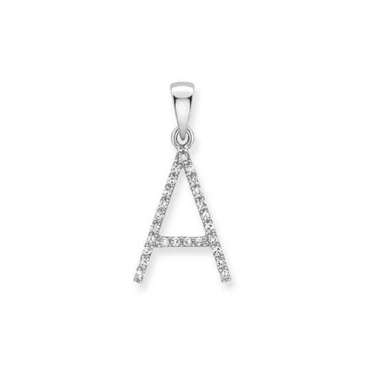 Beards Diamond Initial Pendant "A" 9ct White Gold