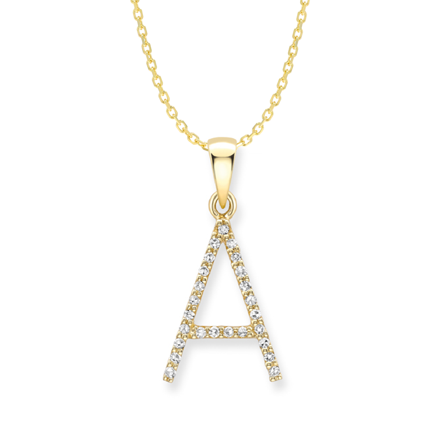 Beards Diamond Initial Pendant "A" 18ct Yellow Gold