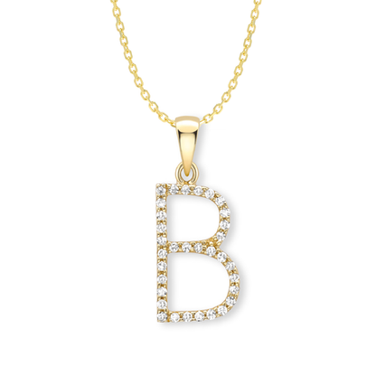 Beards Diamond Initial Pendant "B" 18ct Yellow Gold