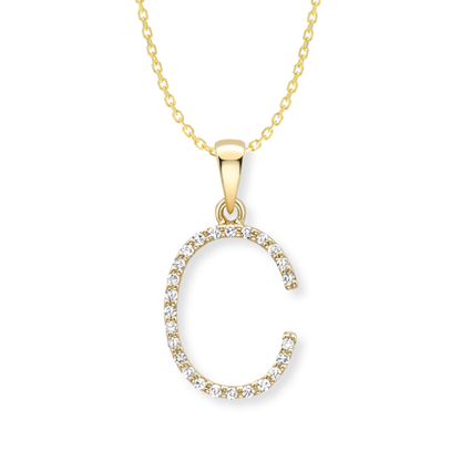 Beards Diamond Initial Pendant "C" 18ct Yellow Gold