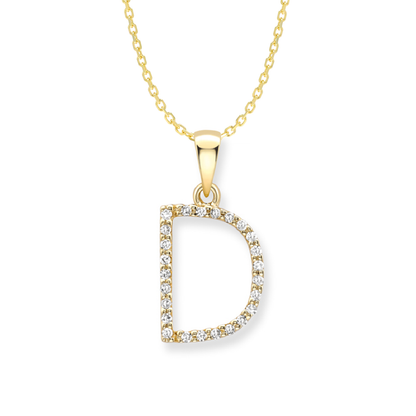 Beards Diamond Initial Pendant "D" 18ct Yellow Gold