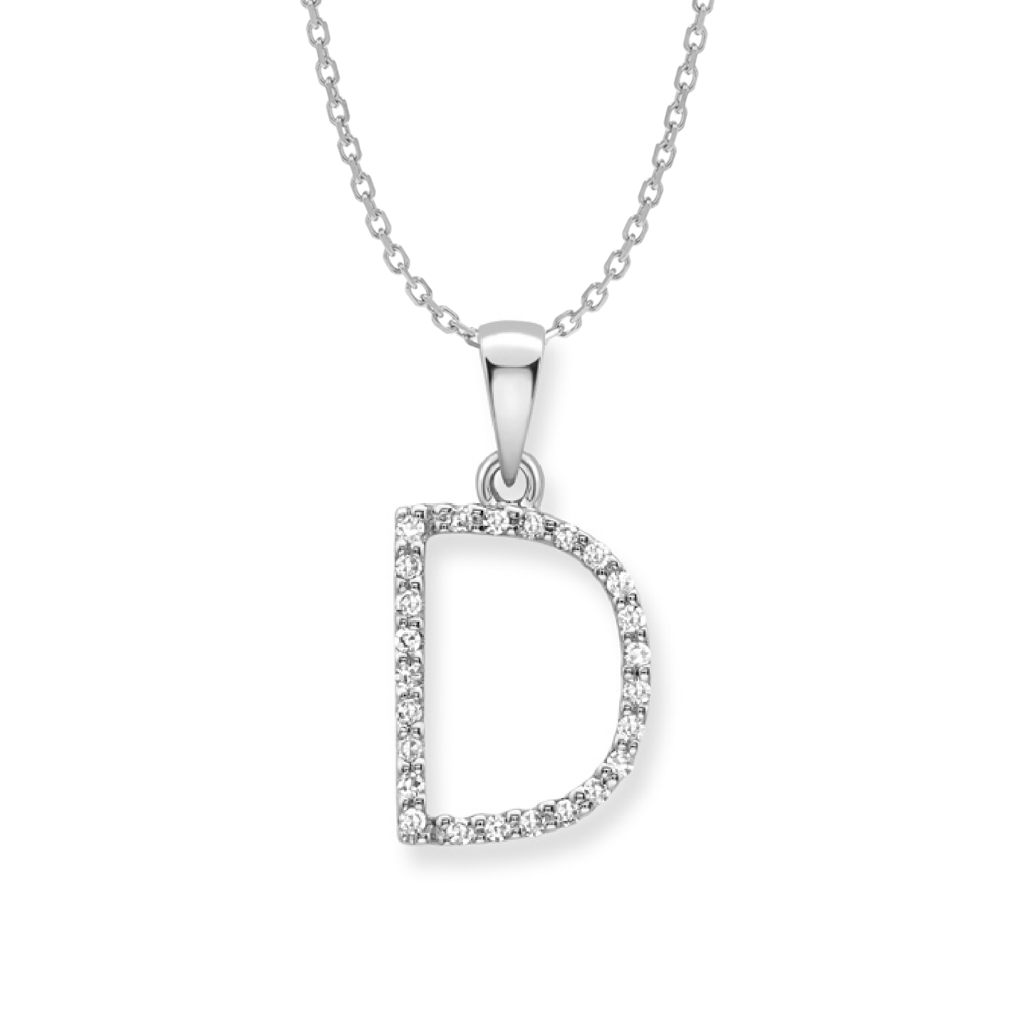 Beards Diamond Initial Pendant "D" 9ct White Gold