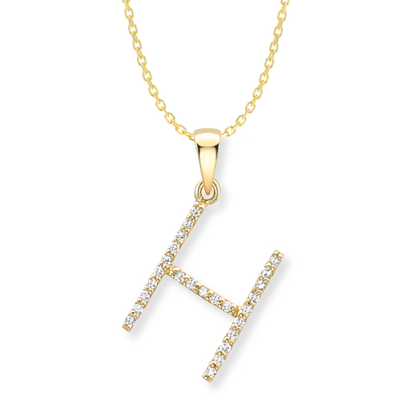 Beards Diamond Initial Pendant "H" 18ct Yellow Gold