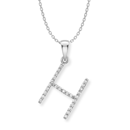 Beards Diamond Initial Pendant "H" 9ct White Gold