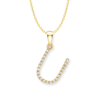 Beards Diamond Initial Pendant "U" 18ct Yellow Gold