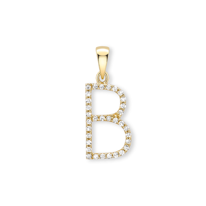 Beards Diamond Initial Pendant "B" 18ct Yellow Gold