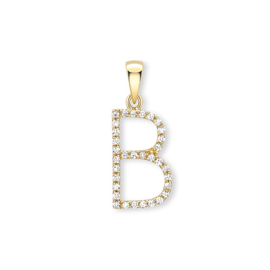 Beards Diamond Initial Pendant "B" 18ct Yellow Gold