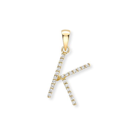 Beards Diamond Initial Pendant "K" 18ct Yellow Gold