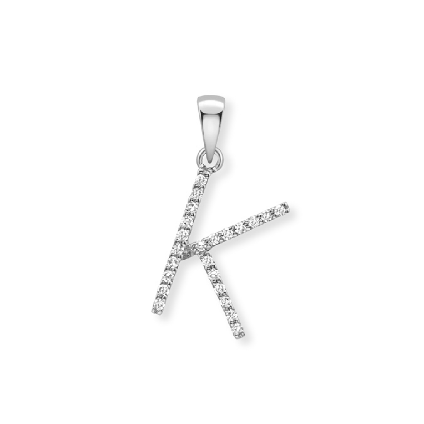 Beards Diamond Initial Pendant "K" 9ct White Gold