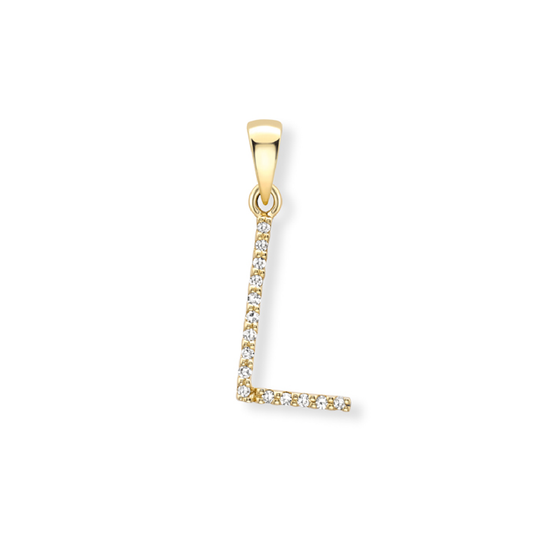 Beards Diamond Initial Pendant "L" 18ct Yellow Gold