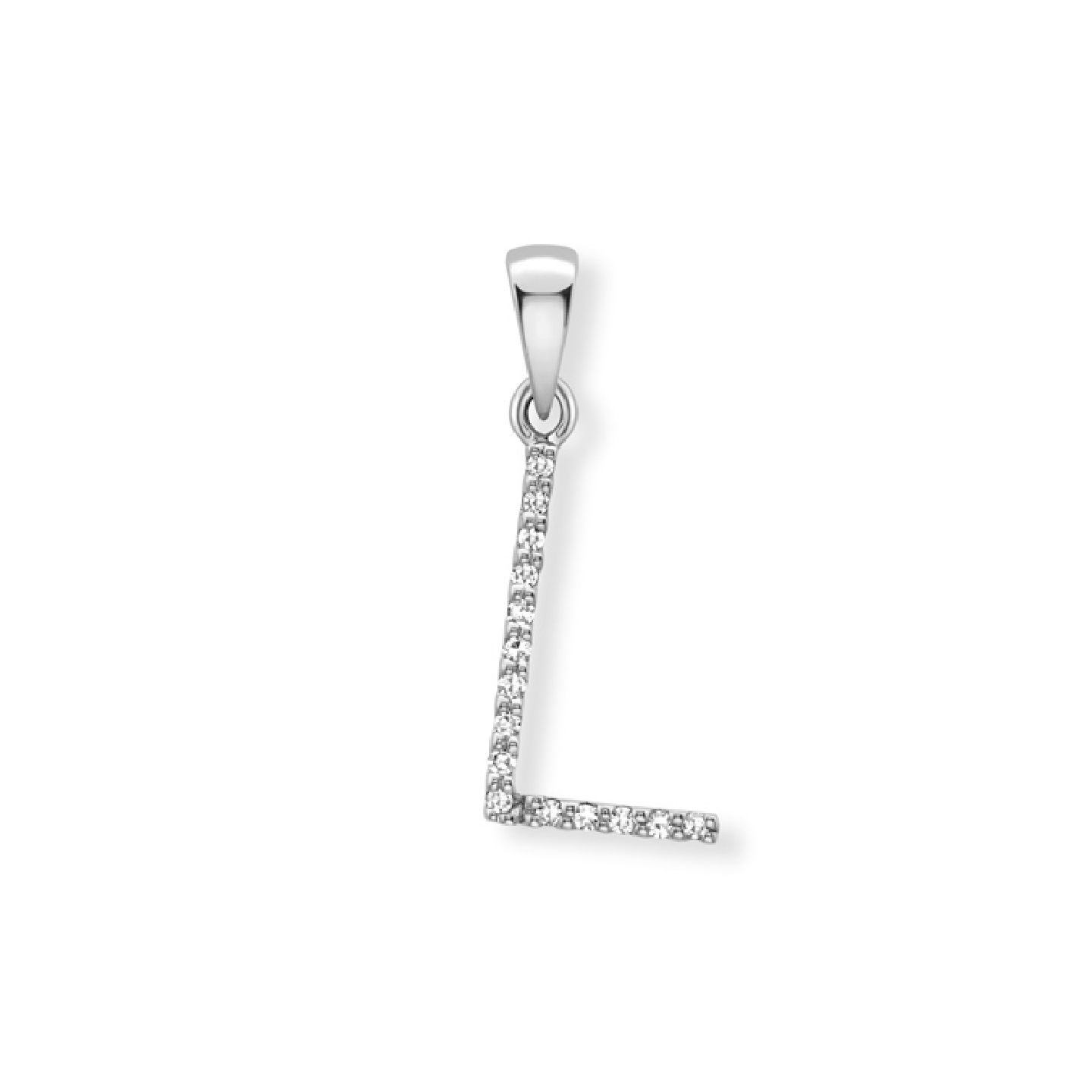 Beards Diamond Initial Pendant "L" 9ct White Gold