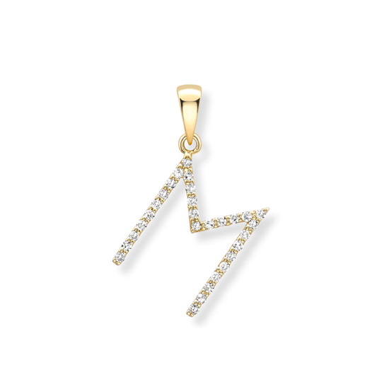 Beards Diamond Initial Pendant "M" 18ct Yellow Gold