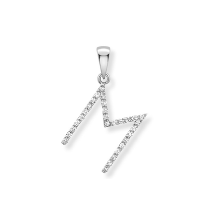 Beards Diamond Initial Pendant "M" 9ct White Gold