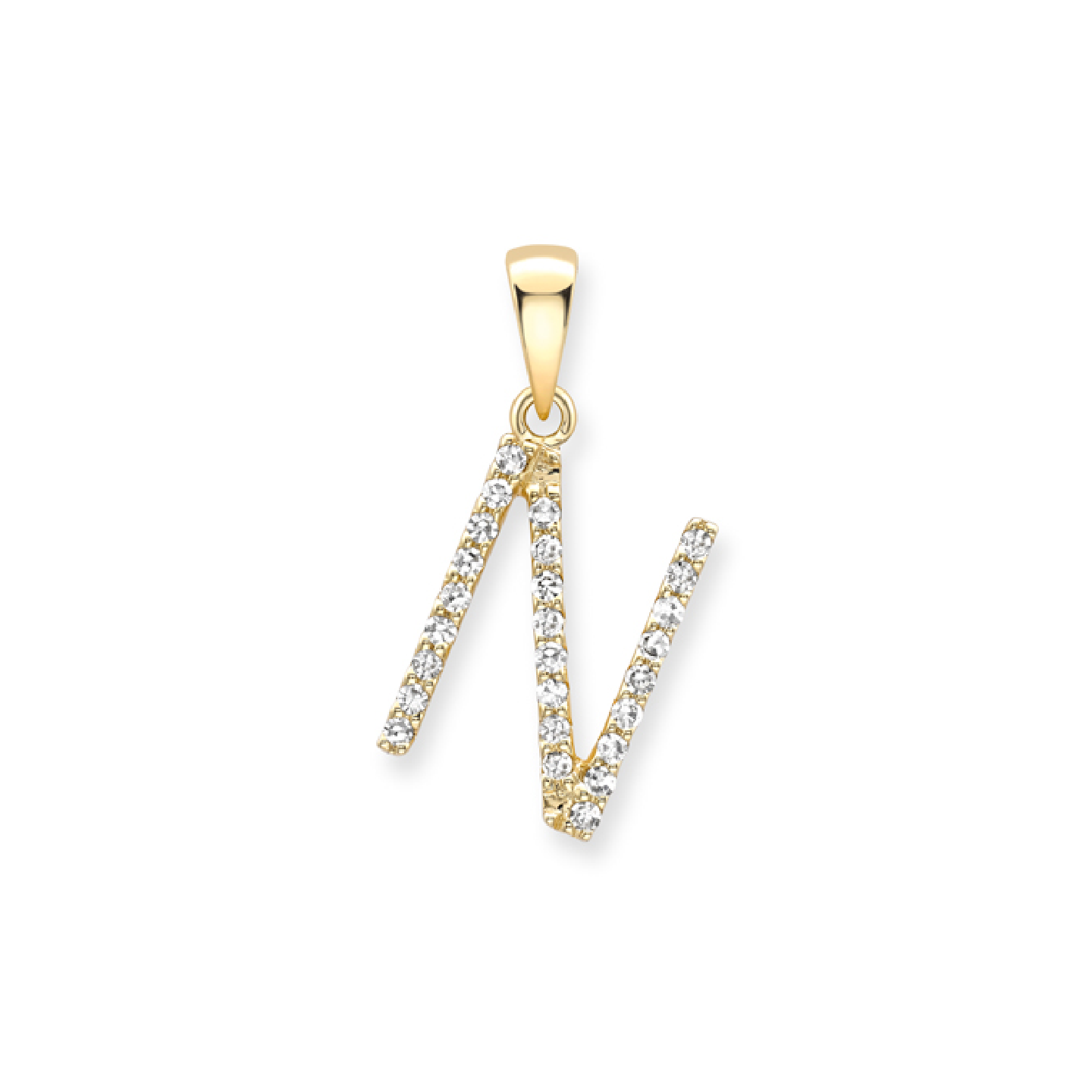 Beards Diamond Initial Pendant "N" 18ct Yellow Gold