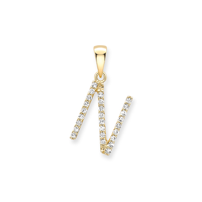 Beards Diamond Initial Pendant "N" 18ct Yellow Gold