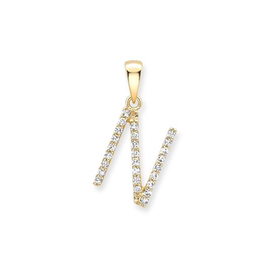 Beards Diamond Initial Pendant "N" 18ct Yellow Gold