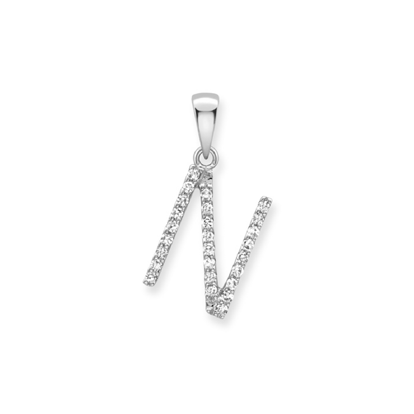 Beards Diamond Initial Pendant "N" 9ct White Gold