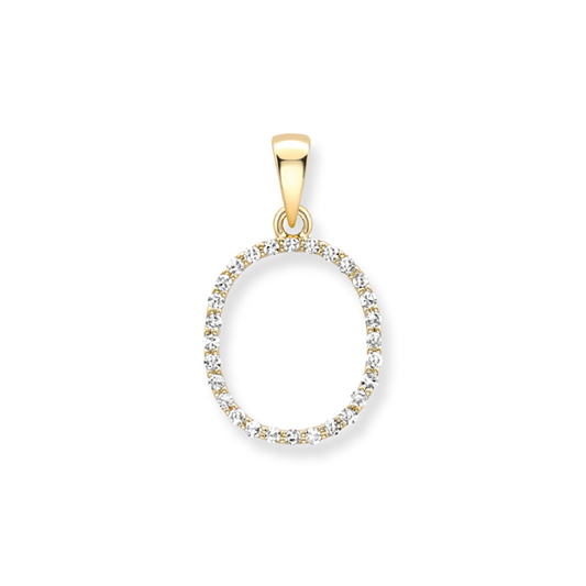 Beards Diamond Initial Pendant "O" 18ct Yellow Gold