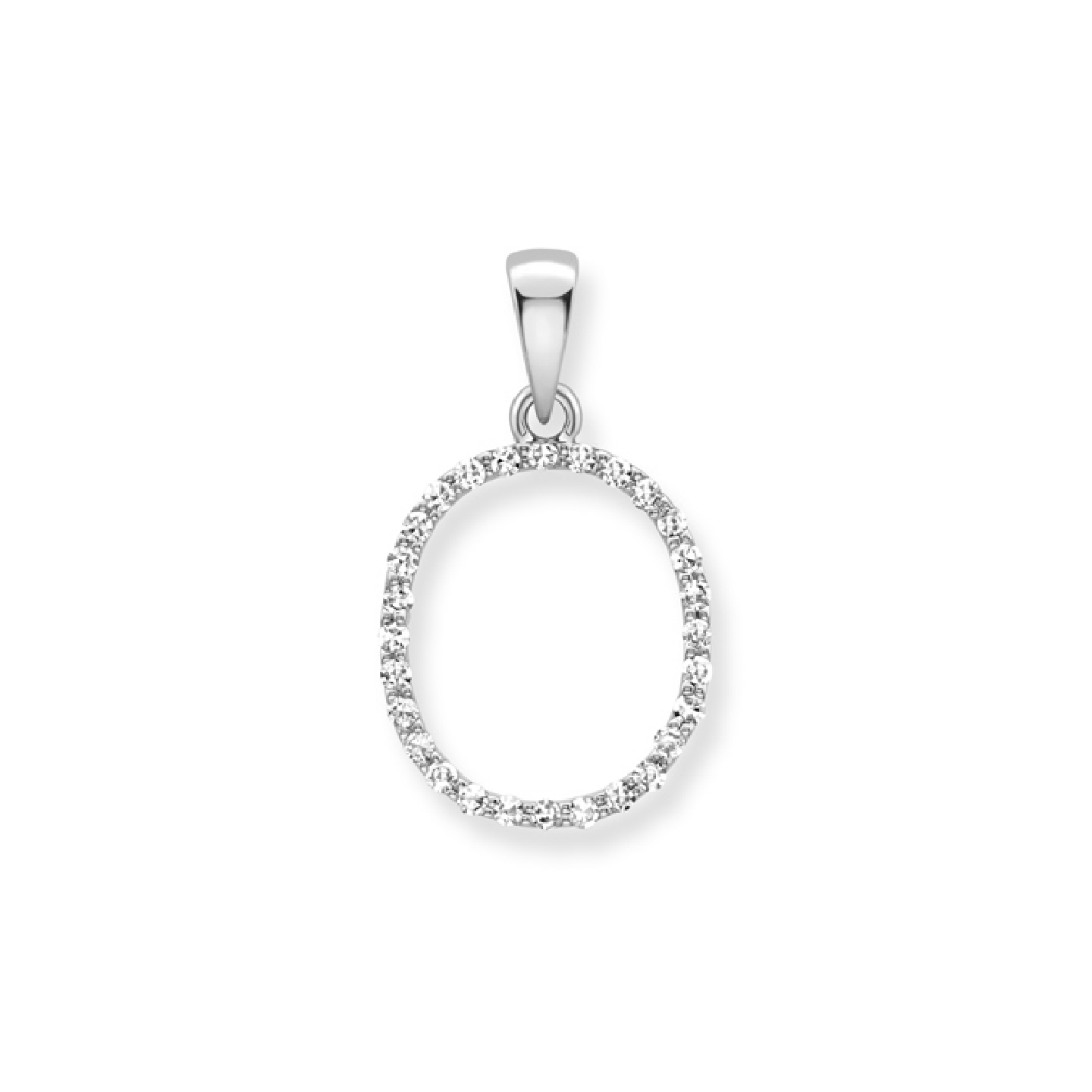 Beards Diamond Initial Pendant "O" 9ct White Gold