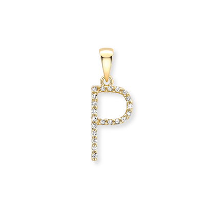 Beards Diamond Initial Pendant "P" 18ct Yellow Gold