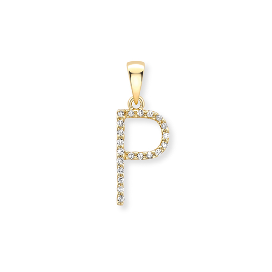 Beards Diamond Initial Pendant "P" 18ct Yellow Gold