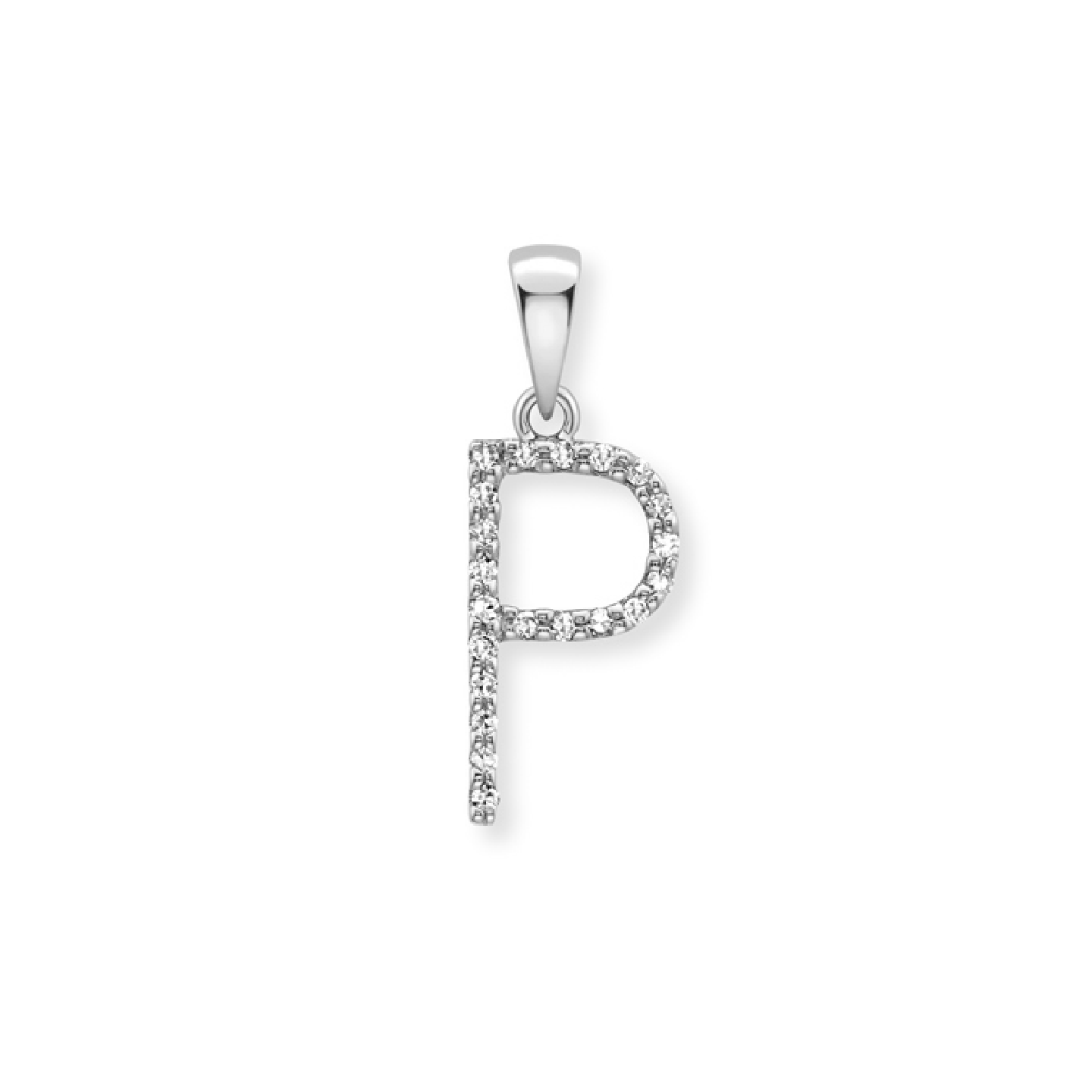Beards Diamond Initial Pendant "P" 9ct White Gold