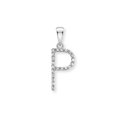 Beards Diamond Initial Pendant "P" 9ct White Gold