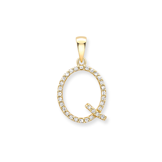 Beards Diamond Initial Pendant "Q" 18ct Yellow Gold