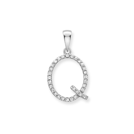 Beards Diamond Initial Pendant "Q" 18ct White Gold