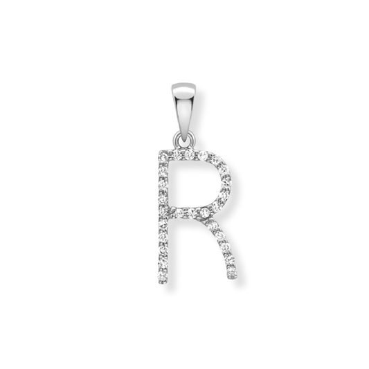 Beards Diamond Initial Pendant "R" 18ct White Gold