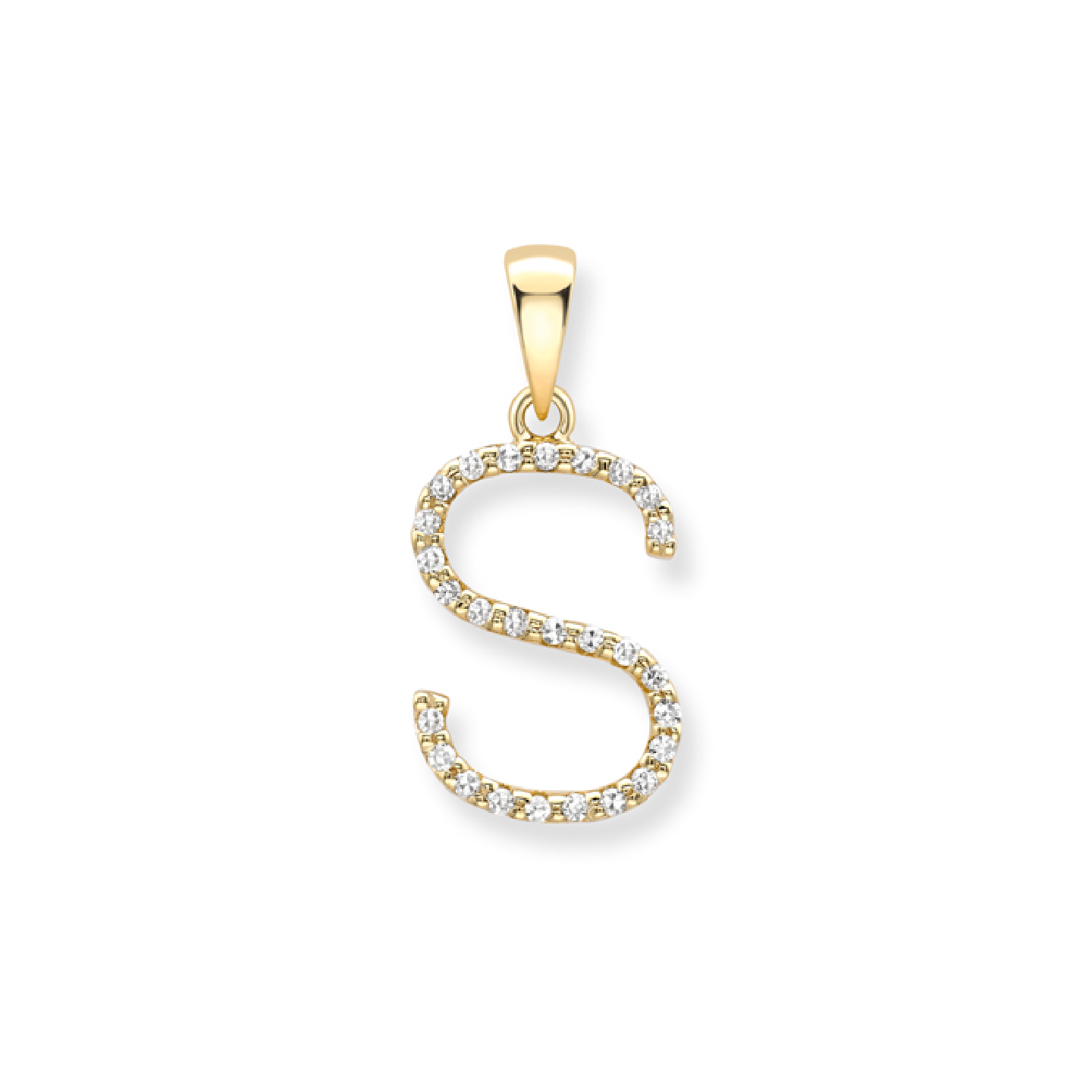 Beards Diamond Initial Pendant "S" 18ct Yellow Gold