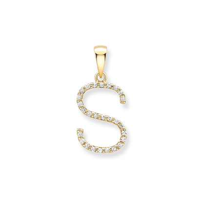Beards Diamond Initial Pendant "S" 18ct Yellow Gold