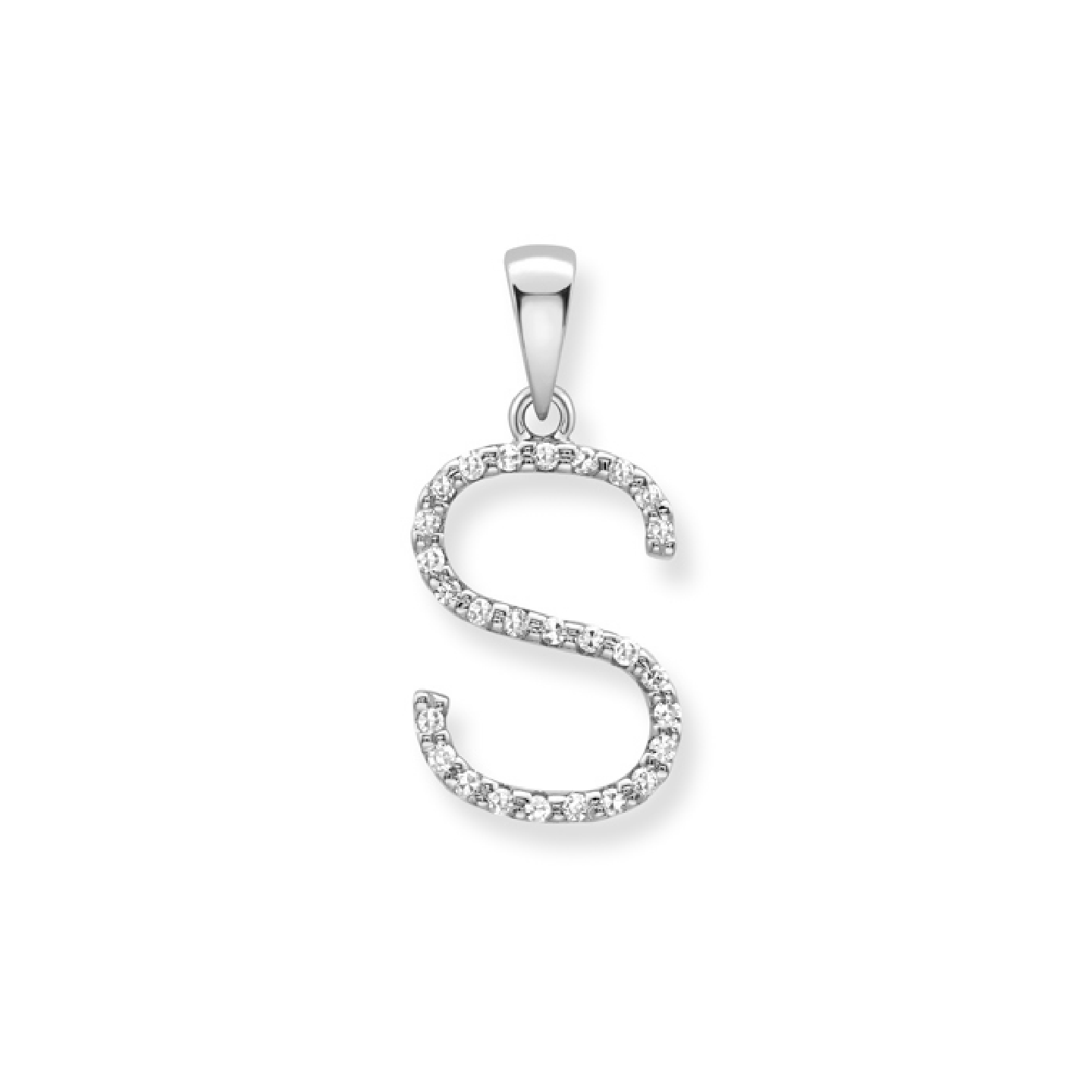 Beards Diamond Initial Pendant "S" 9ct White Gold